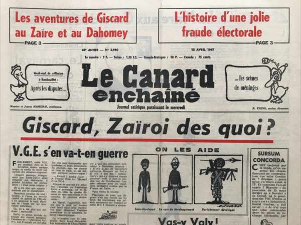 Couac ! | N° 2946 du Canard Enchaîné - 13 Avril 1977 | Nos Exemplaires du Canard Enchaîné sont archivés dans de bonnes conditions de conservation (obscurité, hygrométrie maitrisée et faible température), ce qui s'avère indispensable pour des journaux anciens. | 2946