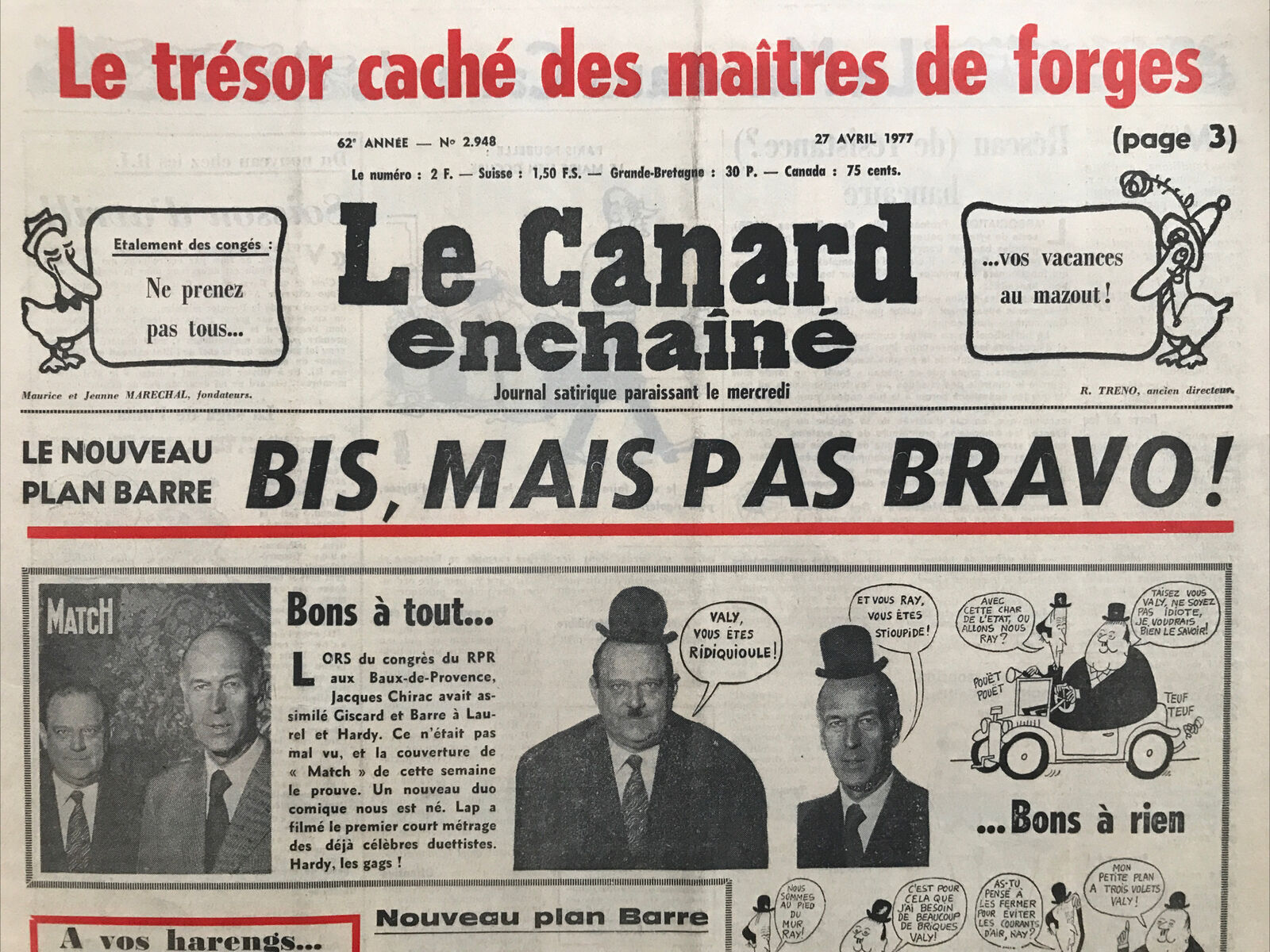 Couac ! | Acheter un Canard | Vente d'Anciens Journaux du Canard Enchaîné. Des Journaux Satiriques de Collection, Historiques & Authentiques de 1916 à 2004 ! | 2948