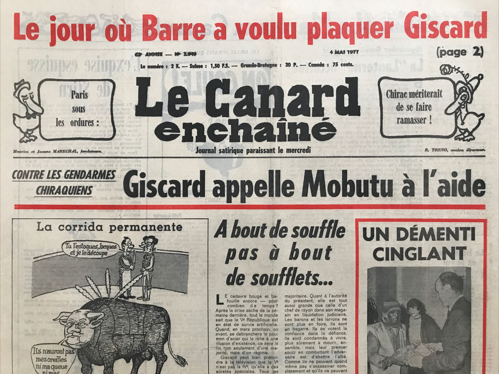 Couac ! | Acheter un Canard | Vente d'Anciens Journaux du Canard Enchaîné. Des Journaux Satiriques de Collection, Historiques & Authentiques de 1916 à 2004 ! | 2949