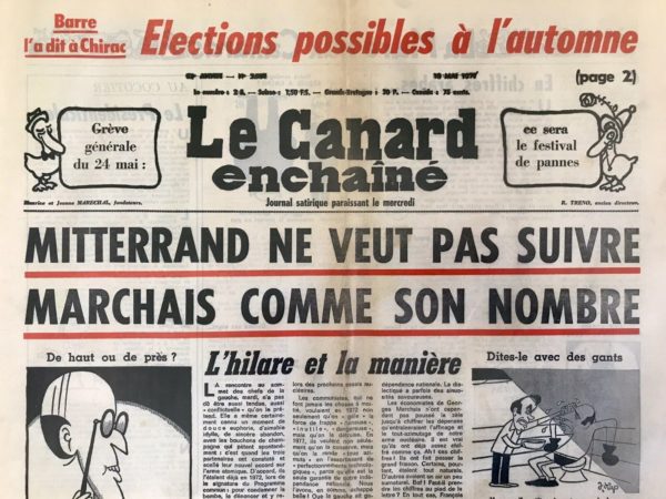 Couac ! | N° 2951 du Canard Enchaîné - 18 Mai 1977 | Nos Exemplaires du Canard Enchaîné sont archivés dans de bonnes conditions de conservation (obscurité, hygrométrie maitrisée et faible température), ce qui s'avère indispensable pour des journaux anciens. | 2951