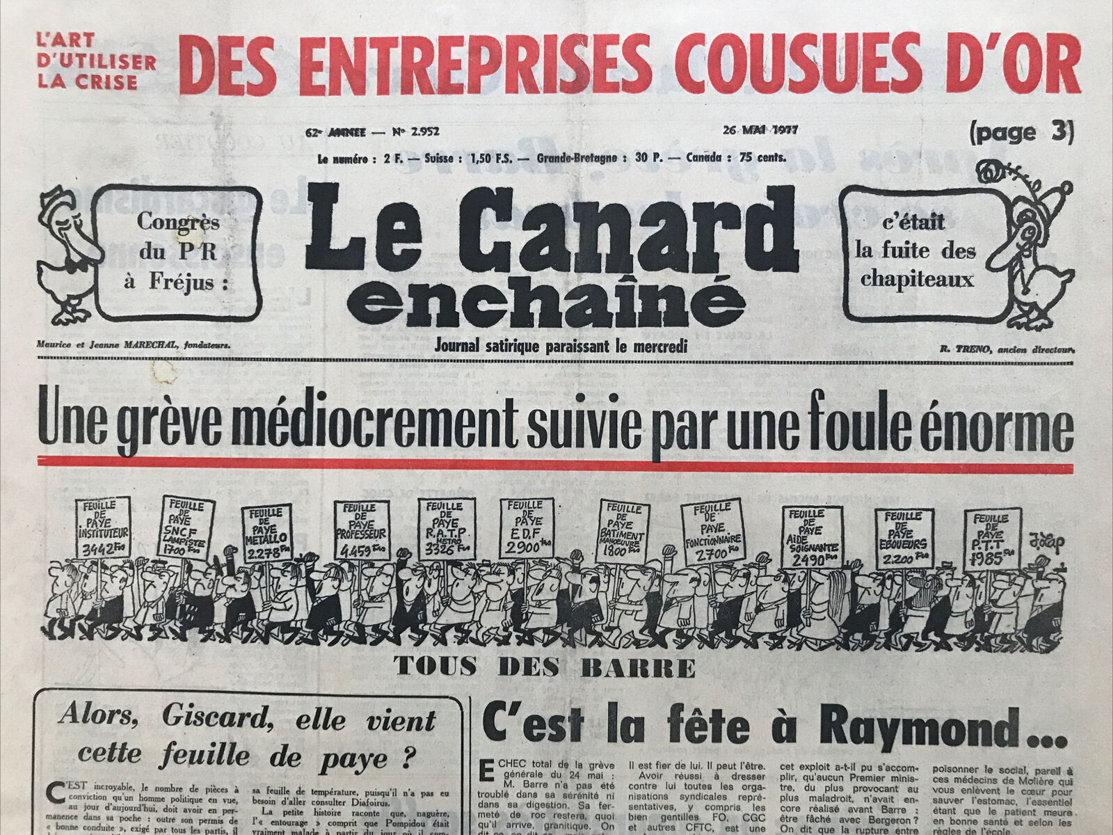 Couac ! | Acheter un Canard | Vente d'Anciens Journaux du Canard Enchaîné. Des Journaux Satiriques de Collection, Historiques & Authentiques de 1916 à 2004 ! | 2952