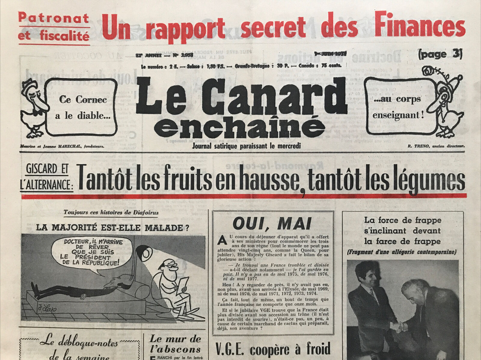 Couac ! | Acheter un Canard | Vente d'Anciens Journaux du Canard Enchaîné. Des Journaux Satiriques de Collection, Historiques & Authentiques de 1916 à 2004 ! | 2953