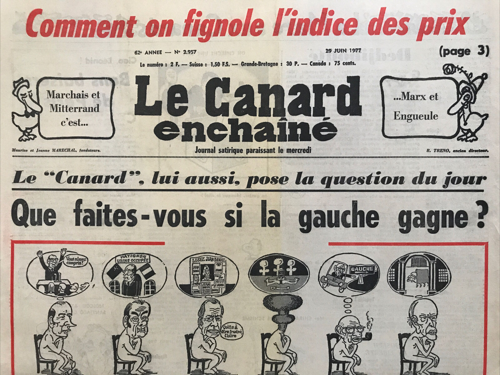 Couac ! | Acheter un Canard | Vente d'Anciens Journaux du Canard Enchaîné. Des Journaux Satiriques de Collection, Historiques & Authentiques de 1916 à 2004 ! | 2957