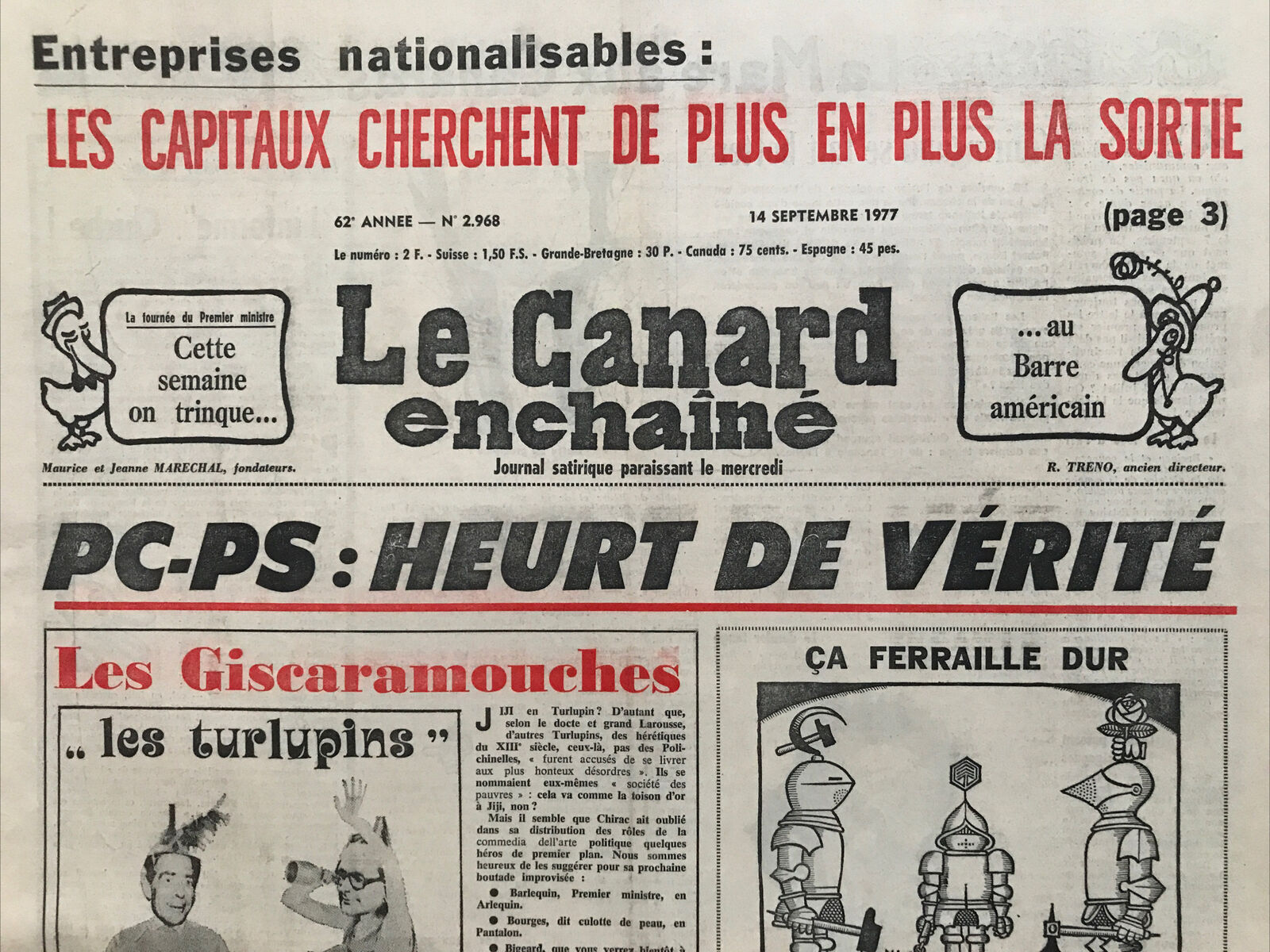 Couac ! | Acheter un Canard | Vente d'Anciens Journaux du Canard Enchaîné. Des Journaux Satiriques de Collection, Historiques & Authentiques de 1916 à 2004 ! | 2968