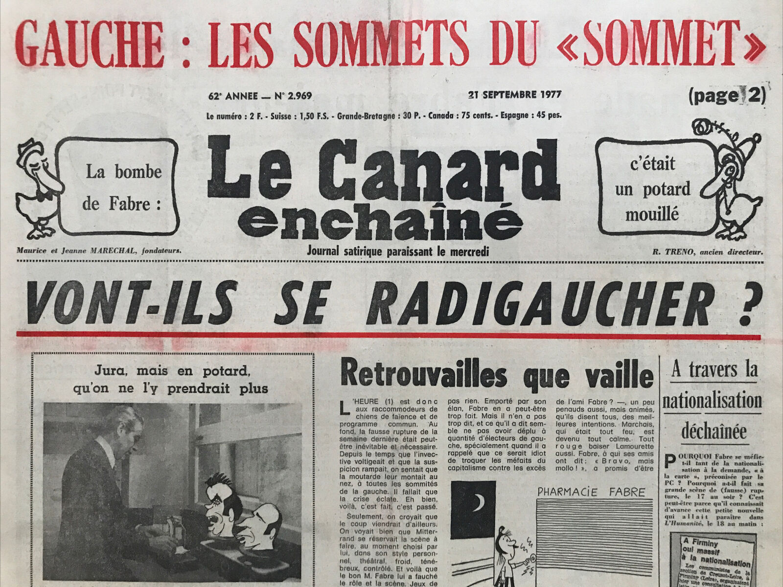 Couac ! | Acheter un Canard | Vente d'Anciens Journaux du Canard Enchaîné. Des Journaux Satiriques de Collection, Historiques & Authentiques de 1916 à 2004 ! | 2969