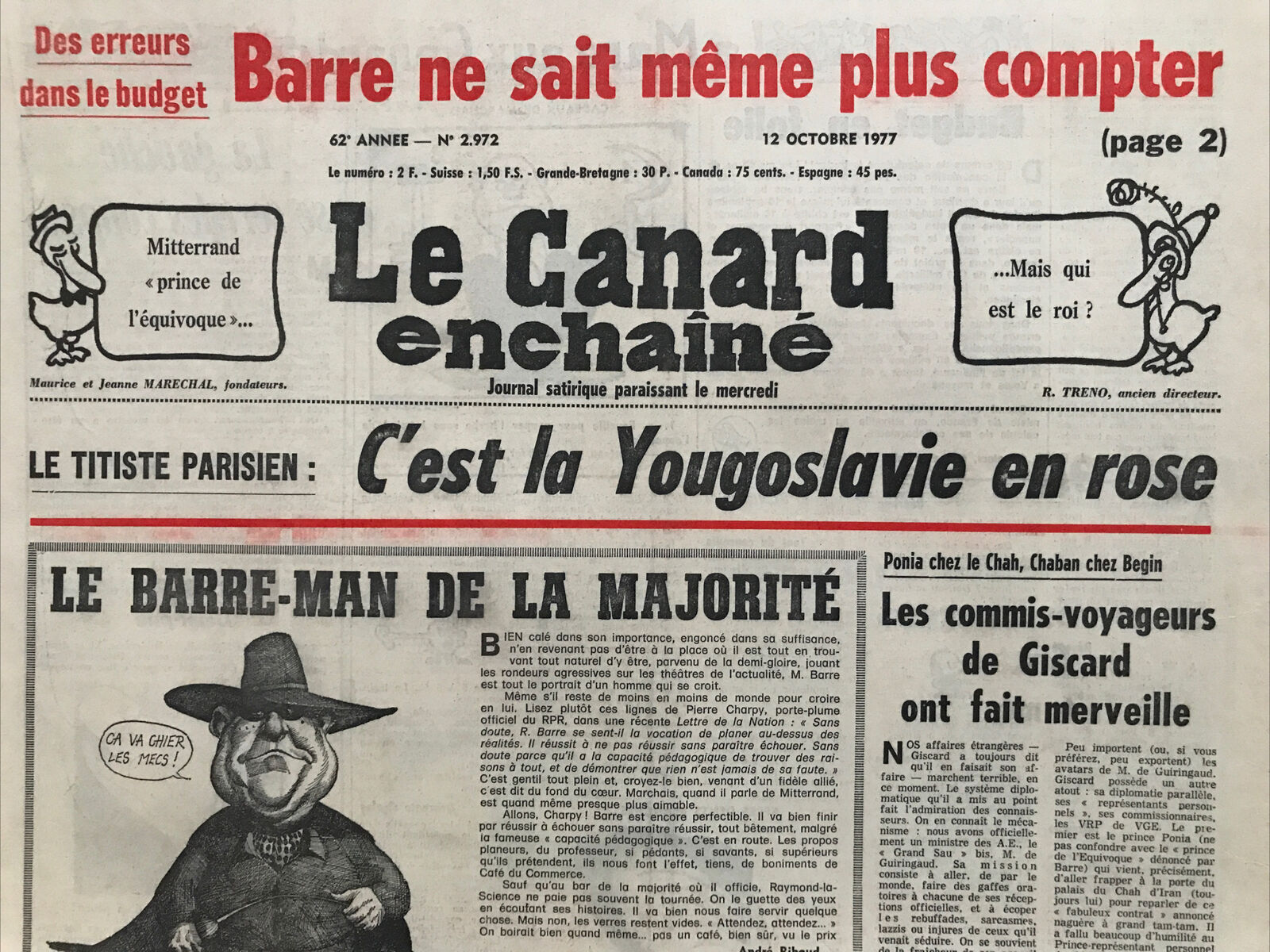 Couac ! | Acheter un Canard | Vente d'Anciens Journaux du Canard Enchaîné. Des Journaux Satiriques de Collection, Historiques & Authentiques de 1916 à 2004 ! | 2972