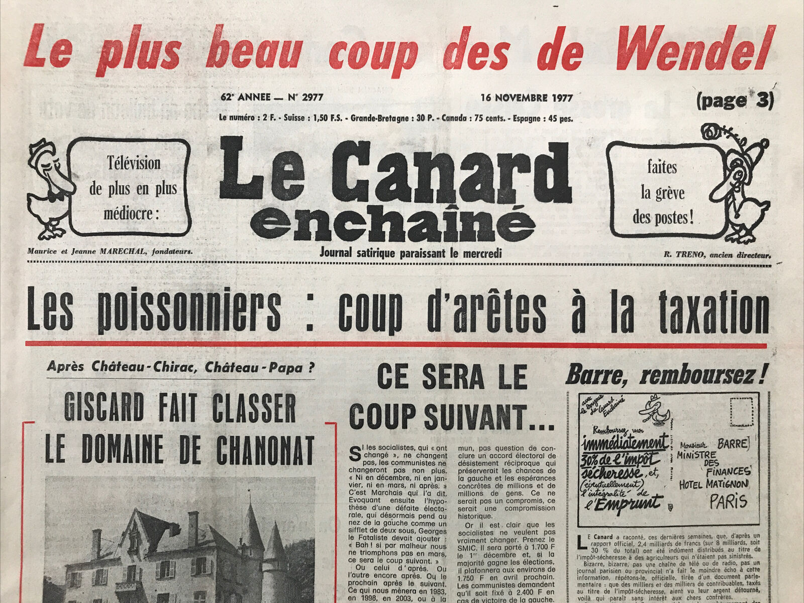 Couac ! | Acheter un Canard | Vente d'Anciens Journaux du Canard Enchaîné. Des Journaux Satiriques de Collection, Historiques & Authentiques de 1916 à 2004 ! | 2977