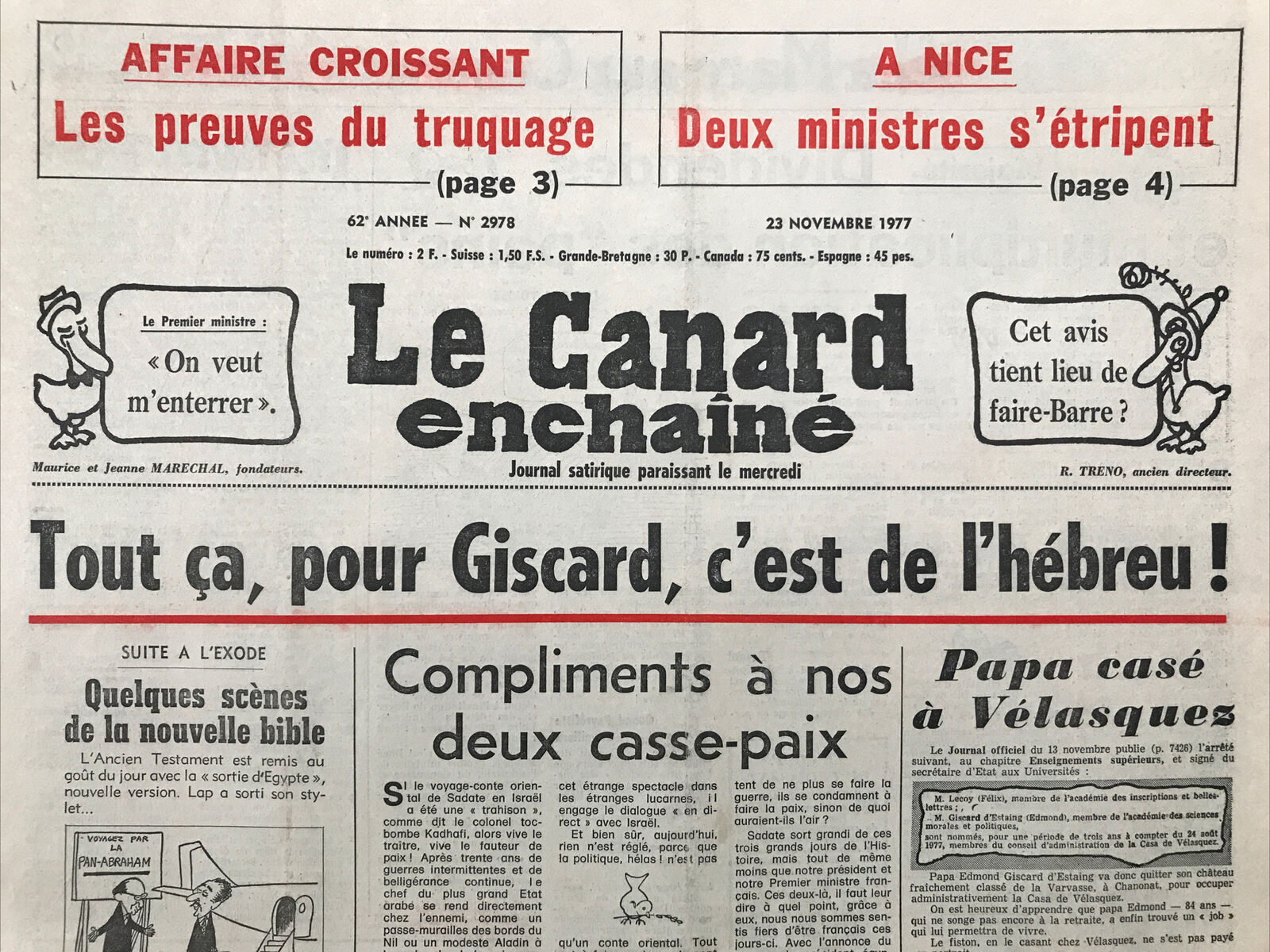 Couac ! | Acheter un Canard | Vente d'Anciens Journaux du Canard Enchaîné. Des Journaux Satiriques de Collection, Historiques & Authentiques de 1916 à 2004 ! | 2978