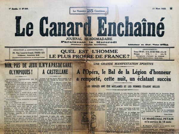 Couac ! | N° 298 du Canard Enchaîné - 15 Mars 1922 | Nos Exemplaires du Canard Enchaîné sont archivés dans de bonnes conditions de conservation (obscurité, hygrométrie maitrisée et faible température), ce qui s'avère indispensable pour des journaux anciens. | 298