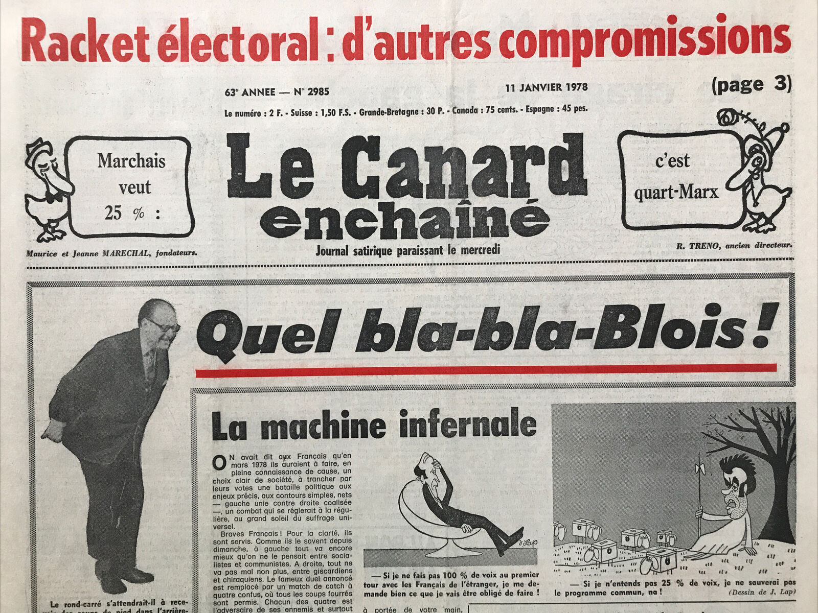 Couac ! | Acheter un Canard | Vente d'Anciens Journaux du Canard Enchaîné. Des Journaux Satiriques de Collection, Historiques & Authentiques de 1916 à 2004 ! | 2985