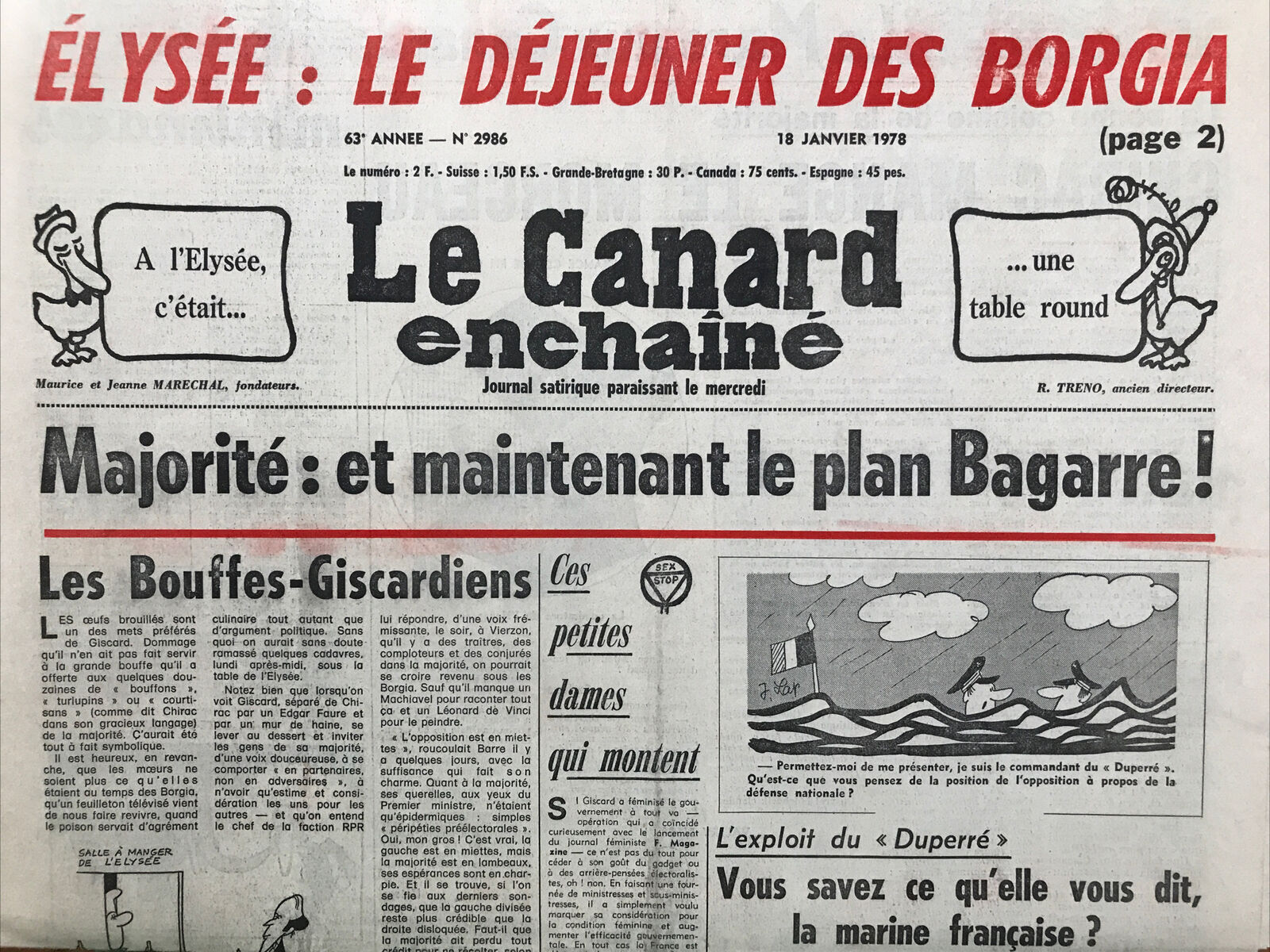 Couac ! | Acheter un Canard | Vente d'Anciens Journaux du Canard Enchaîné. Des Journaux Satiriques de Collection, Historiques & Authentiques de 1916 à 2004 ! | 2986