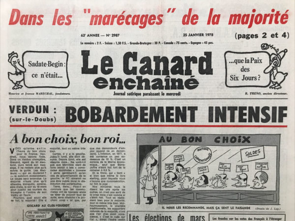 Couac ! | N° 2987 du Canard Enchaîné - 25 Janvier 1978 | Nos Exemplaires du Canard Enchaîné sont archivés dans de bonnes conditions de conservation (obscurité, hygrométrie maitrisée et faible température), ce qui s'avère indispensable pour des journaux anciens. | 2987