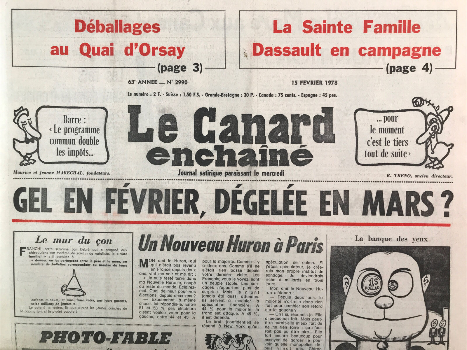 Couac ! | Acheter un Canard | Vente d'Anciens Journaux du Canard Enchaîné. Des Journaux Satiriques de Collection, Historiques & Authentiques de 1916 à 2004 ! | 2990