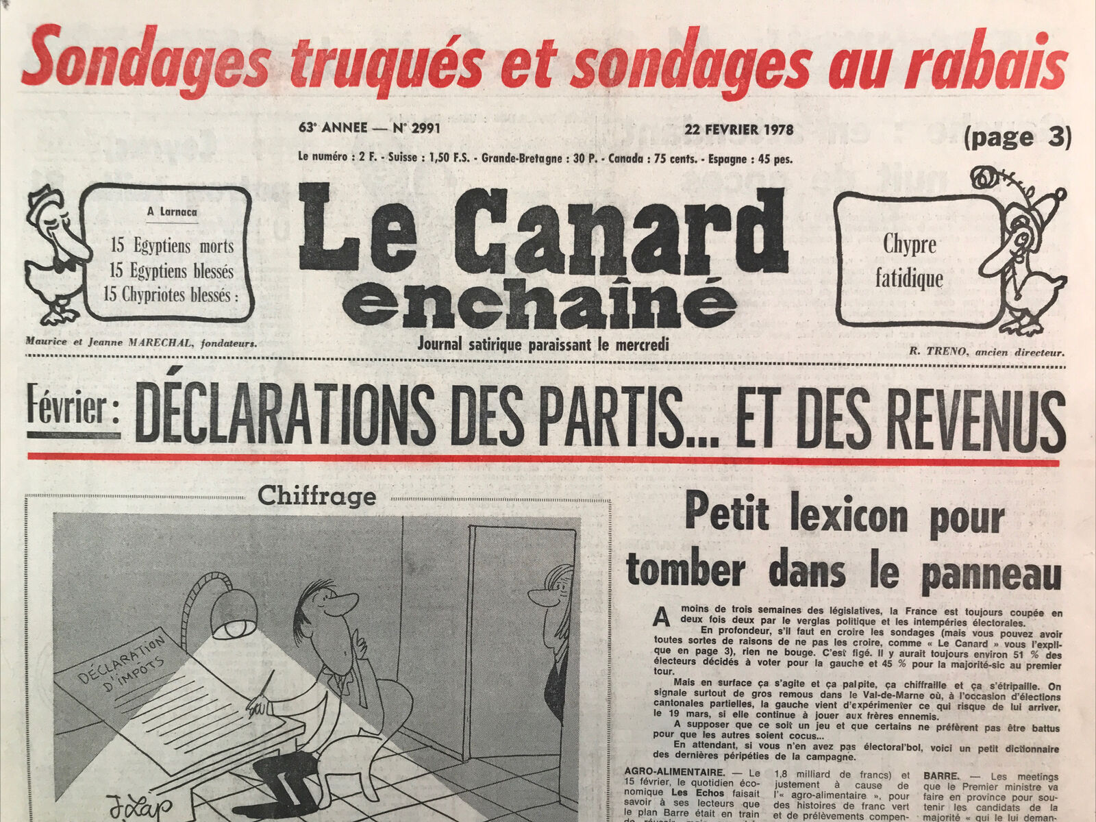 Couac ! | Acheter un Canard | Vente d'Anciens Journaux du Canard Enchaîné. Des Journaux Satiriques de Collection, Historiques & Authentiques de 1916 à 2004 ! | 2991