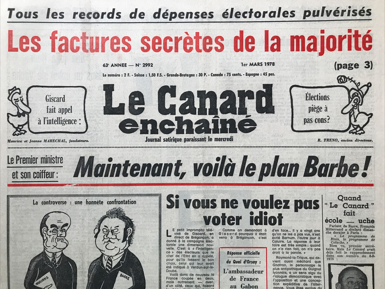 Couac ! | Acheter un Canard | Vente d'Anciens Journaux du Canard Enchaîné. Des Journaux Satiriques de Collection, Historiques & Authentiques de 1916 à 2004 ! | 2992