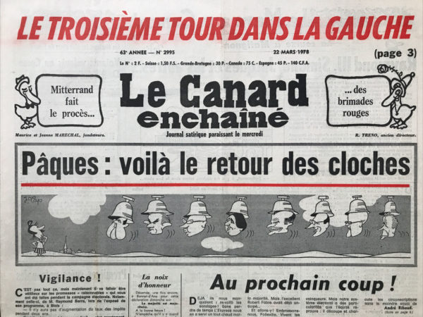 Couac ! | N° 2995 du Canard Enchaîné - 22 Mars 1978 | Nos Exemplaires du Canard Enchaîné sont archivés dans de bonnes conditions de conservation (obscurité, hygrométrie maitrisée et faible température), ce qui s'avère indispensable pour des journaux anciens. | 2995