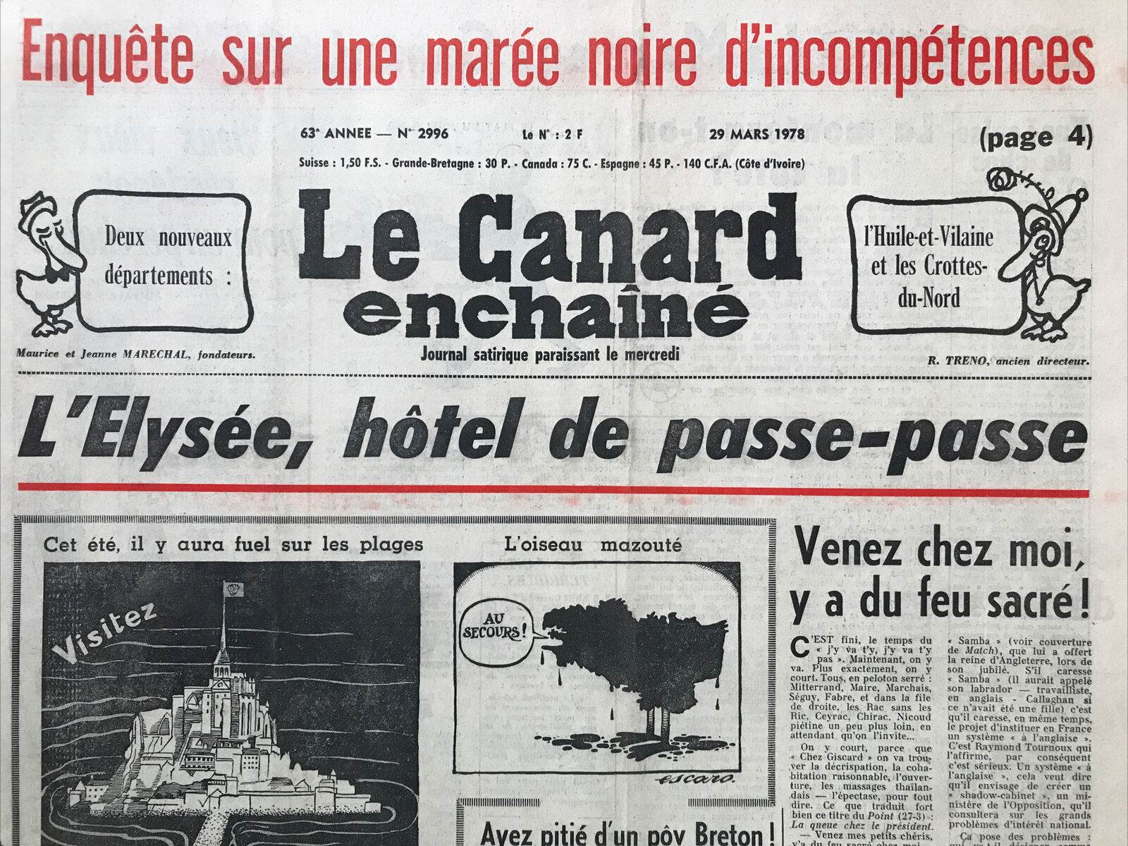 Couac ! | Acheter un Canard | Vente d'Anciens Journaux du Canard Enchaîné. Des Journaux Satiriques de Collection, Historiques & Authentiques de 1916 à 2004 ! | 2996