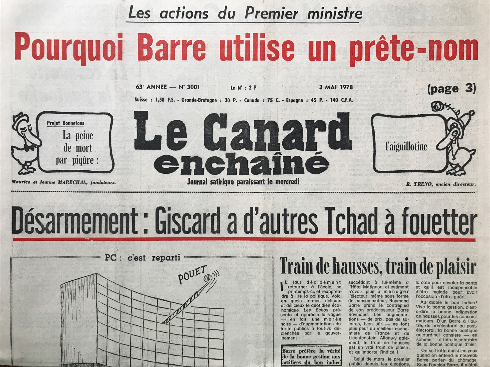 Couac ! | Acheter un Canard | Vente d'Anciens Journaux du Canard Enchaîné. Des Journaux Satiriques de Collection, Historiques & Authentiques de 1916 à 2004 ! | 3001