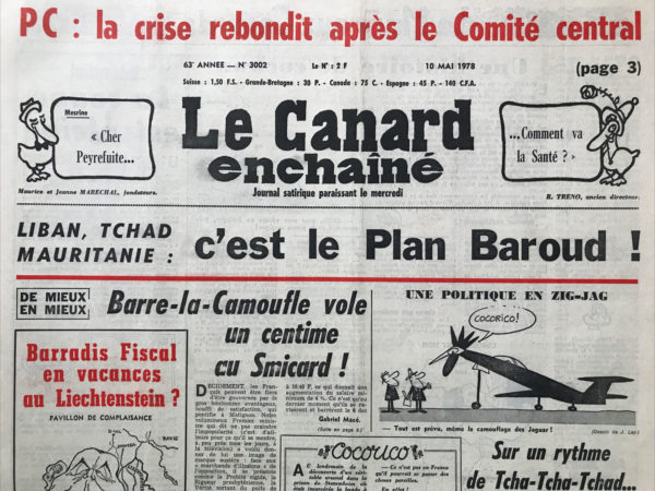 Couac ! | N° 3002 du Canard Enchaîné - 10 Mai 1978 | Nos Exemplaires du Canard Enchaîné sont archivés dans de bonnes conditions de conservation (obscurité, hygrométrie maitrisée et faible température), ce qui s'avère indispensable pour des journaux anciens. | 3002