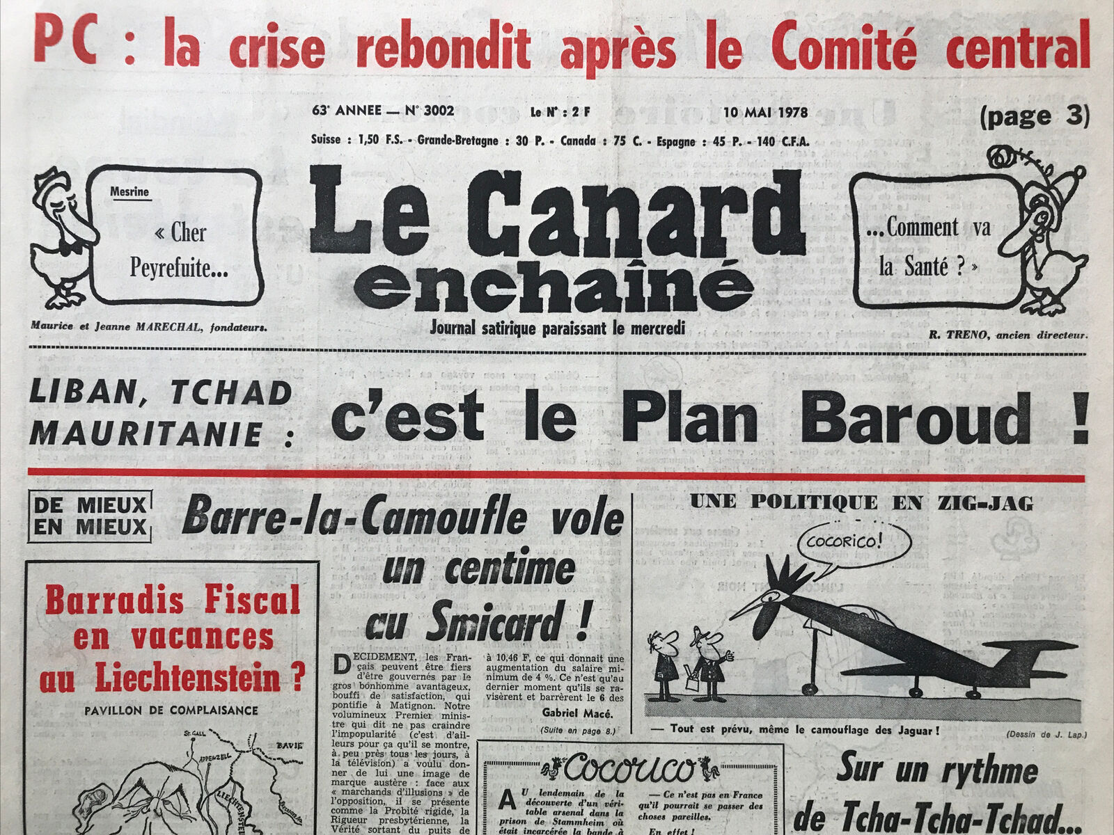 Couac ! | Acheter un Canard | Vente d'Anciens Journaux du Canard Enchaîné. Des Journaux Satiriques de Collection, Historiques & Authentiques de 1916 à 2004 ! | 3002