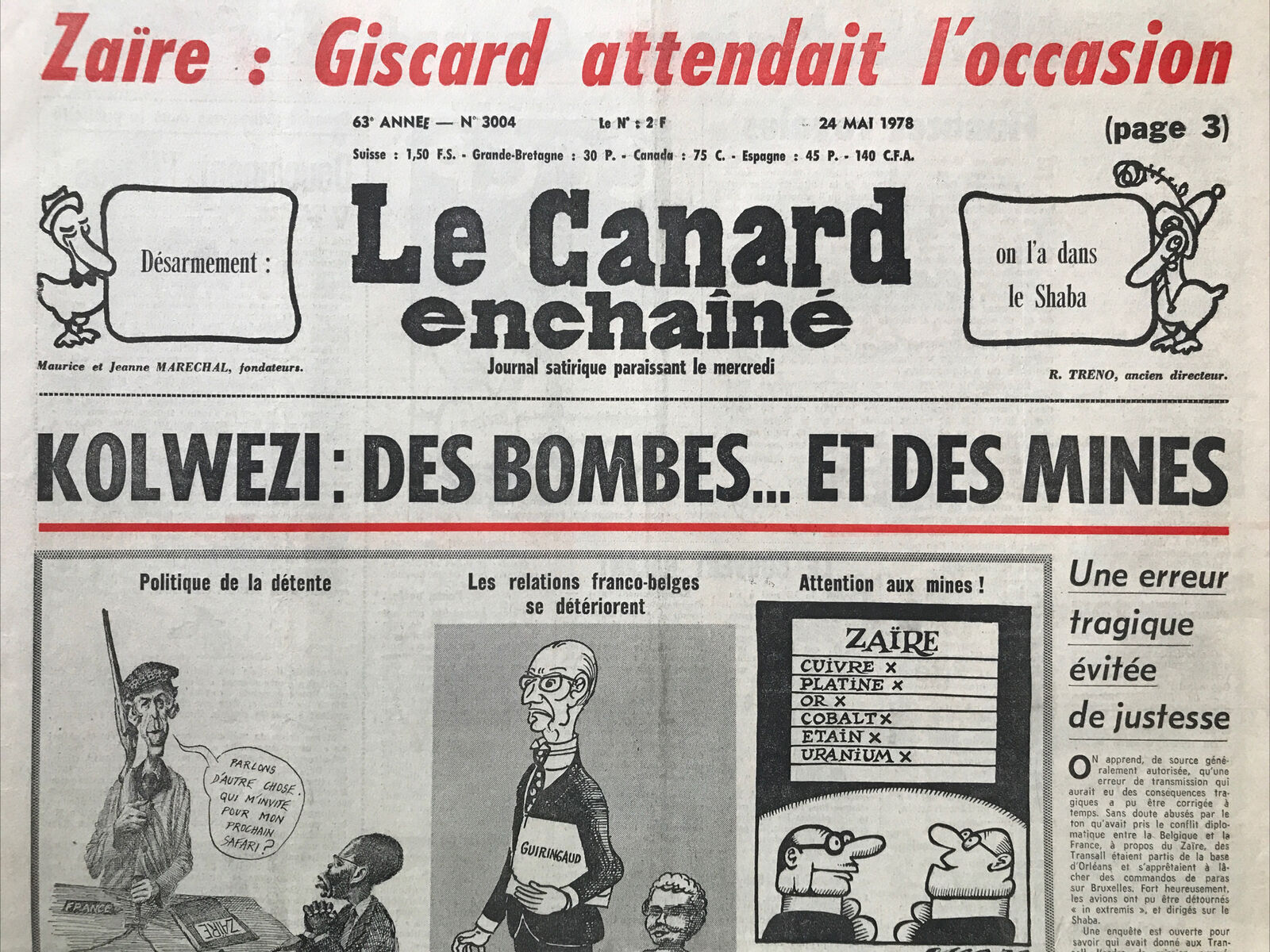 Couac ! | Acheter un Canard | Vente d'Anciens Journaux du Canard Enchaîné. Des Journaux Satiriques de Collection, Historiques & Authentiques de 1916 à 2004 ! | 3004