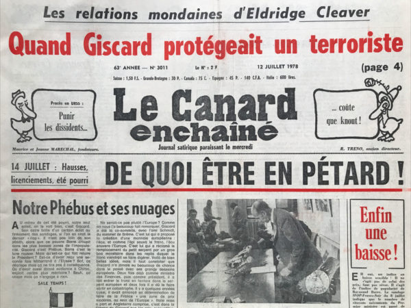 Couac ! | N° 3011 du Canard Enchaîné - 12 Juillet 1978 | Nos Exemplaires du Canard Enchaîné sont archivés dans de bonnes conditions de conservation (obscurité, hygrométrie maitrisée et faible température), ce qui s'avère indispensable pour des journaux anciens. | 3011