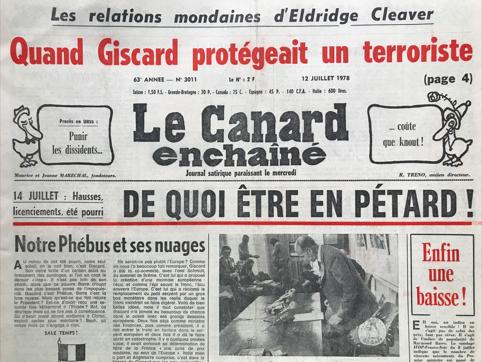 Couac ! | Acheter un Canard | Vente d'Anciens Journaux du Canard Enchaîné. Des Journaux Satiriques de Collection, Historiques & Authentiques de 1916 à 2004 ! | 3011