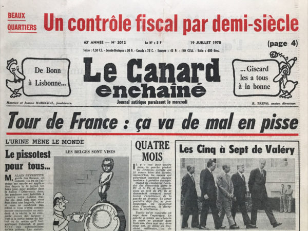 Couac ! | N° 3012 du Canard Enchaîné - 19 Juillet 1978 | Nos Exemplaires du Canard Enchaîné sont archivés dans de bonnes conditions de conservation (obscurité, hygrométrie maitrisée et faible température), ce qui s'avère indispensable pour des journaux anciens. | 3012