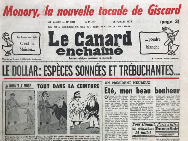 Couac ! | N° 3013 du Canard Enchaîné - 26 Juillet 1978 | Nos Exemplaires du Canard Enchaîné sont archivés dans de bonnes conditions de conservation (obscurité, hygrométrie maitrisée et faible température), ce qui s'avère indispensable pour des journaux anciens. | 3013