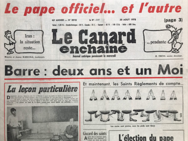 Couac ! | N° 3018 du Canard Enchaîné - 30 Août 1978 | Nos Exemplaires du Canard Enchaîné sont archivés dans de bonnes conditions de conservation (obscurité, hygrométrie maitrisée et faible température), ce qui s'avère indispensable pour des journaux anciens. | 3018