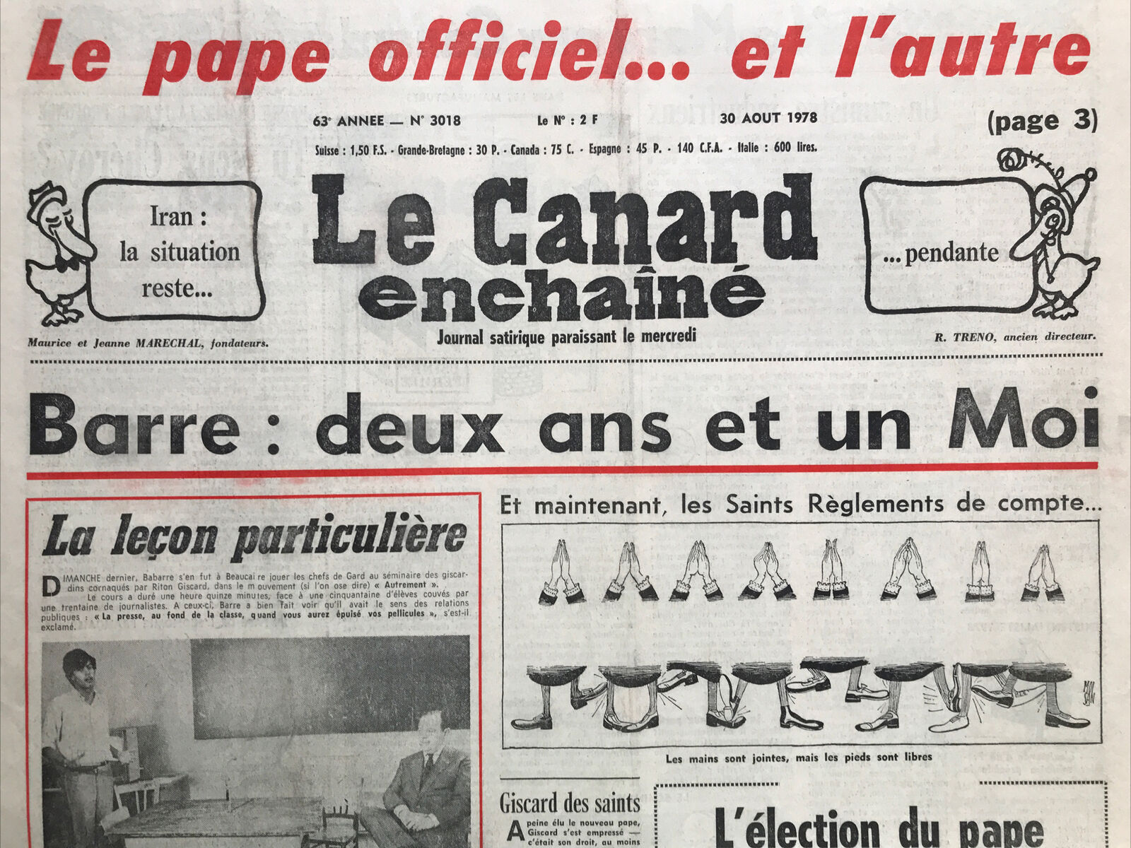 Couac ! | Acheter un Canard | Vente d'Anciens Journaux du Canard Enchaîné. Des Journaux Satiriques de Collection, Historiques & Authentiques de 1916 à 2004 ! | 3018