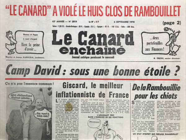 Couac ! | N° 3019 du Canard Enchaîné - 6 Septembre 1978 | Nos Exemplaires du Canard Enchaîné sont archivés dans de bonnes conditions de conservation (obscurité, hygrométrie maitrisée et faible température), ce qui s'avère indispensable pour des journaux anciens. | 3019