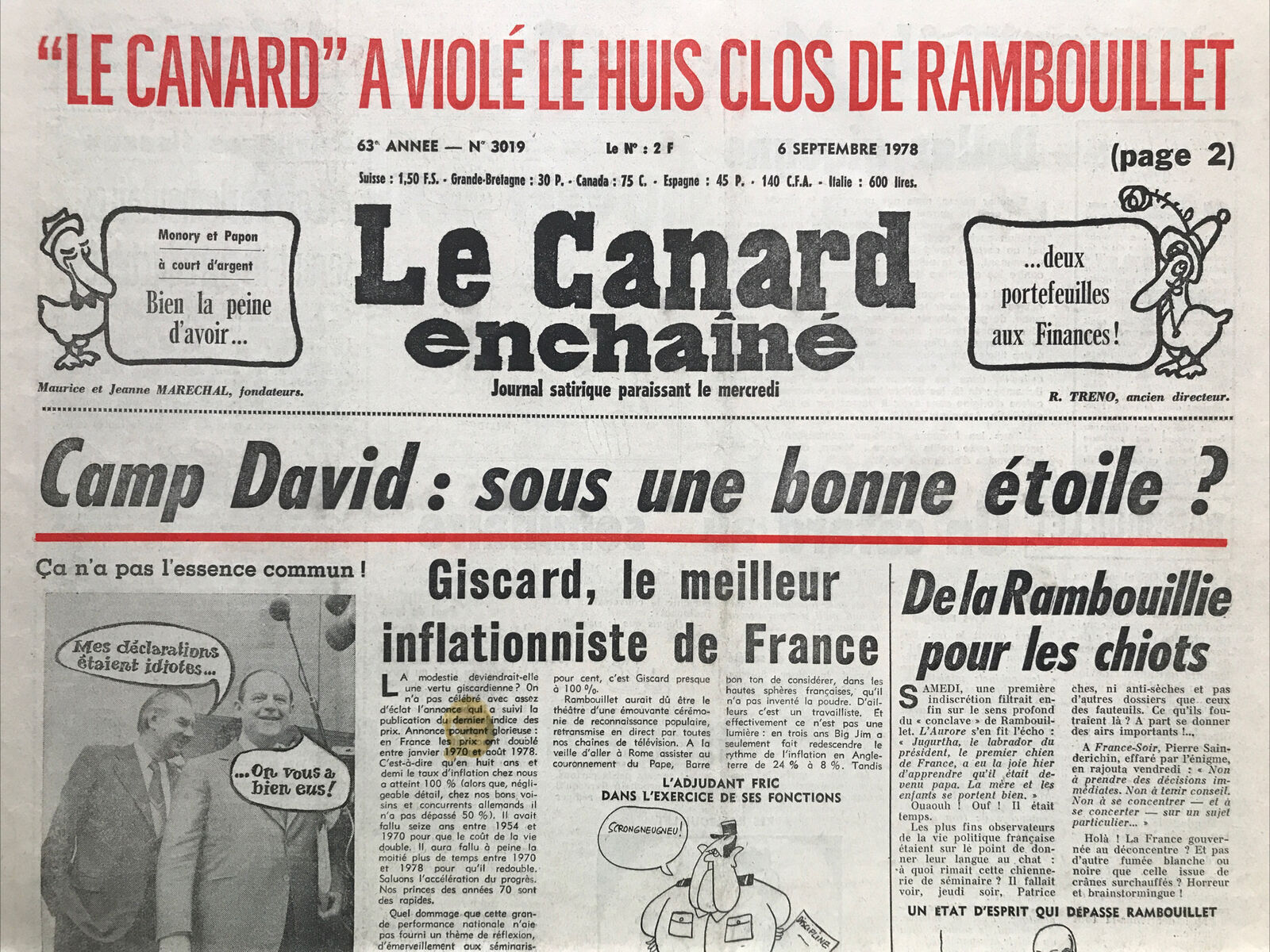 Couac ! | Acheter un Canard | Vente d'Anciens Journaux du Canard Enchaîné. Des Journaux Satiriques de Collection, Historiques & Authentiques de 1916 à 2004 ! | 3019