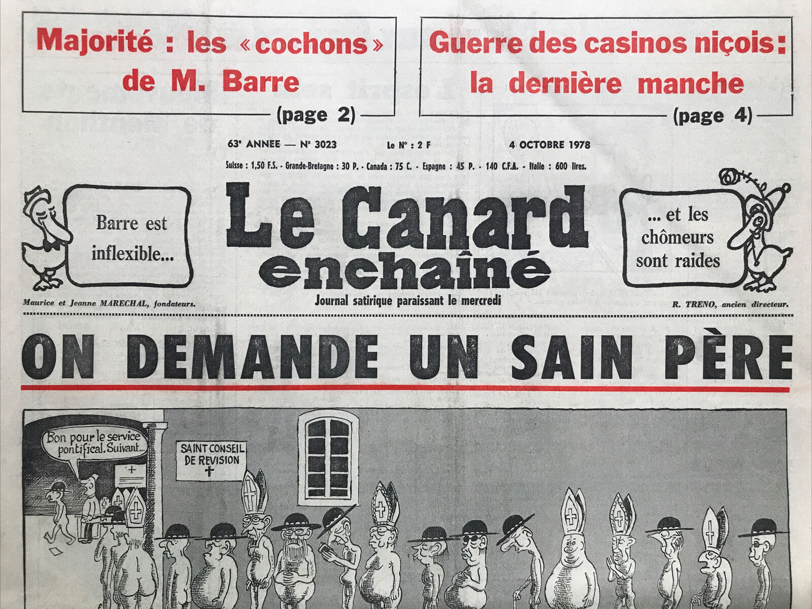 Couac ! | Acheter un Canard | Vente d'Anciens Journaux du Canard Enchaîné. Des Journaux Satiriques de Collection, Historiques & Authentiques de 1916 à 2004 ! | 3023