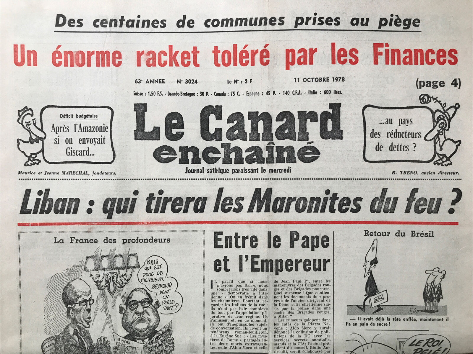 Couac ! | Acheter un Canard | Vente d'Anciens Journaux du Canard Enchaîné. Des Journaux Satiriques de Collection, Historiques & Authentiques de 1916 à 2004 ! | 3024