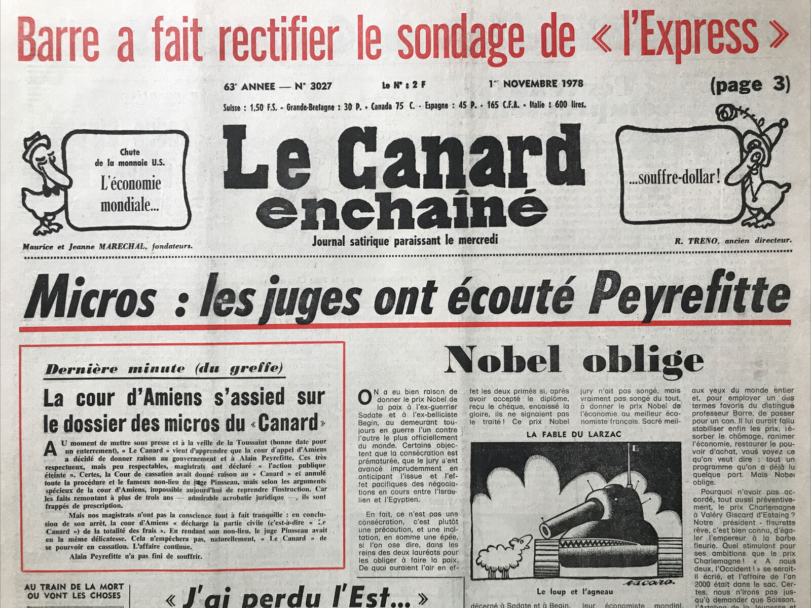 Couac ! | Acheter un Canard | Vente d'Anciens Journaux du Canard Enchaîné. Des Journaux Satiriques de Collection, Historiques & Authentiques de 1916 à 2004 ! | 3027