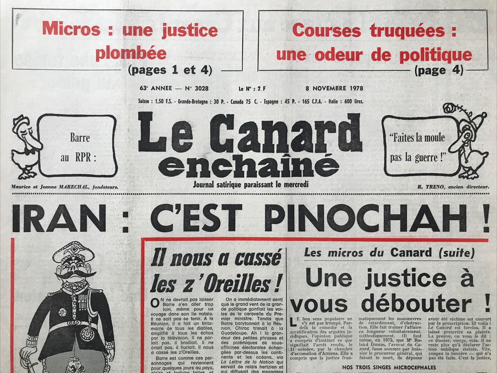 Couac ! | Acheter un Canard | Vente d'Anciens Journaux du Canard Enchaîné. Des Journaux Satiriques de Collection, Historiques & Authentiques de 1916 à 2004 ! | 3028