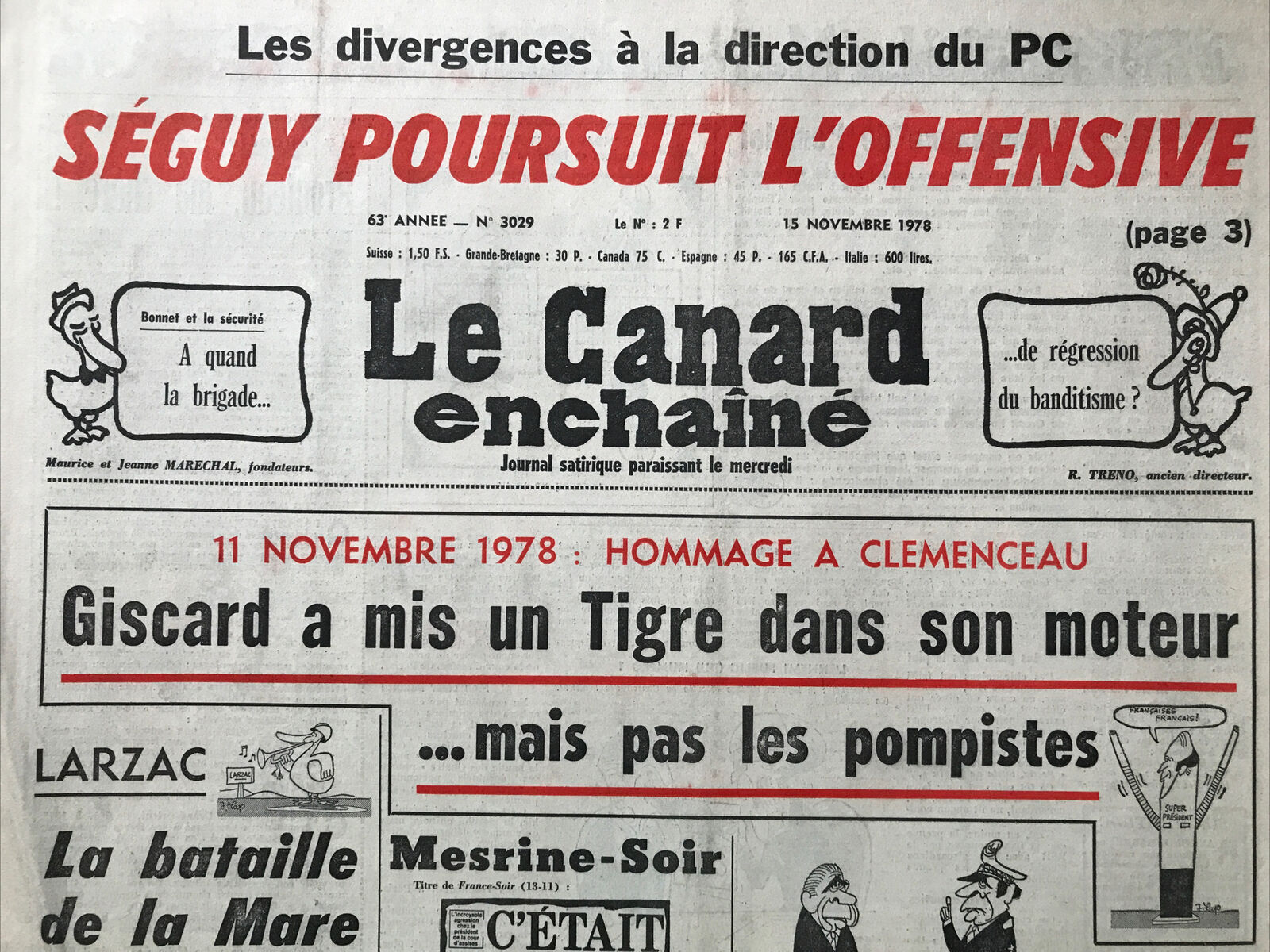 Couac ! | Acheter un Canard | Vente d'Anciens Journaux du Canard Enchaîné. Des Journaux Satiriques de Collection, Historiques & Authentiques de 1916 à 2004 ! | 3029