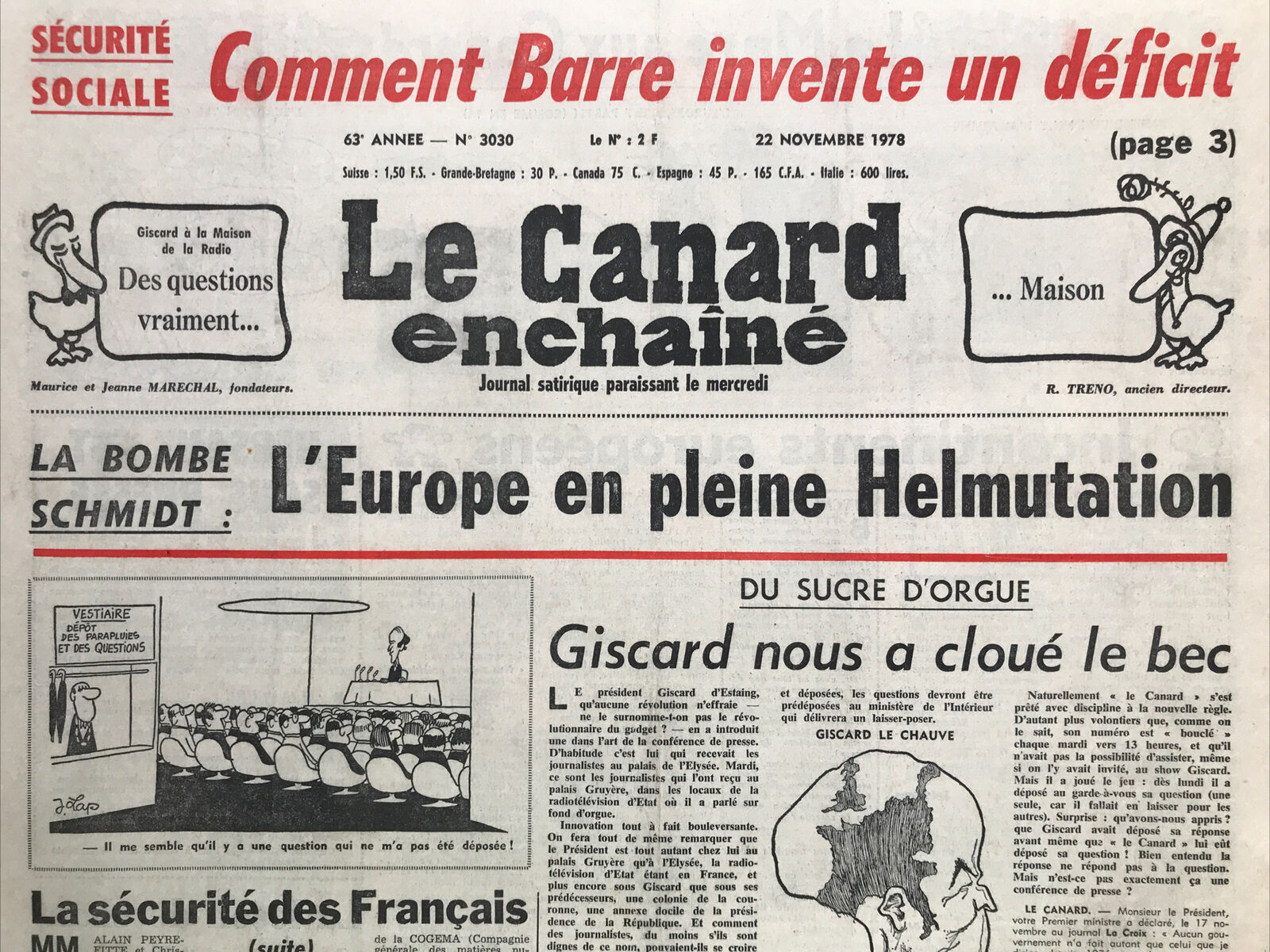 Couac ! | Acheter un Canard | Vente d'Anciens Journaux du Canard Enchaîné. Des Journaux Satiriques de Collection, Historiques & Authentiques de 1916 à 2004 ! | 3030