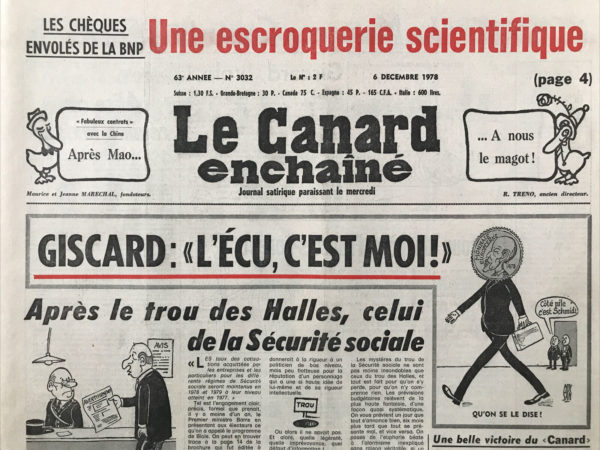 Couac ! | N° 3032 du Canard Enchaîné - 6 Décembre 1978 | Nos Exemplaires du Canard Enchaîné sont archivés dans de bonnes conditions de conservation (obscurité, hygrométrie maitrisée et faible température), ce qui s'avère indispensable pour des journaux anciens. | 3032