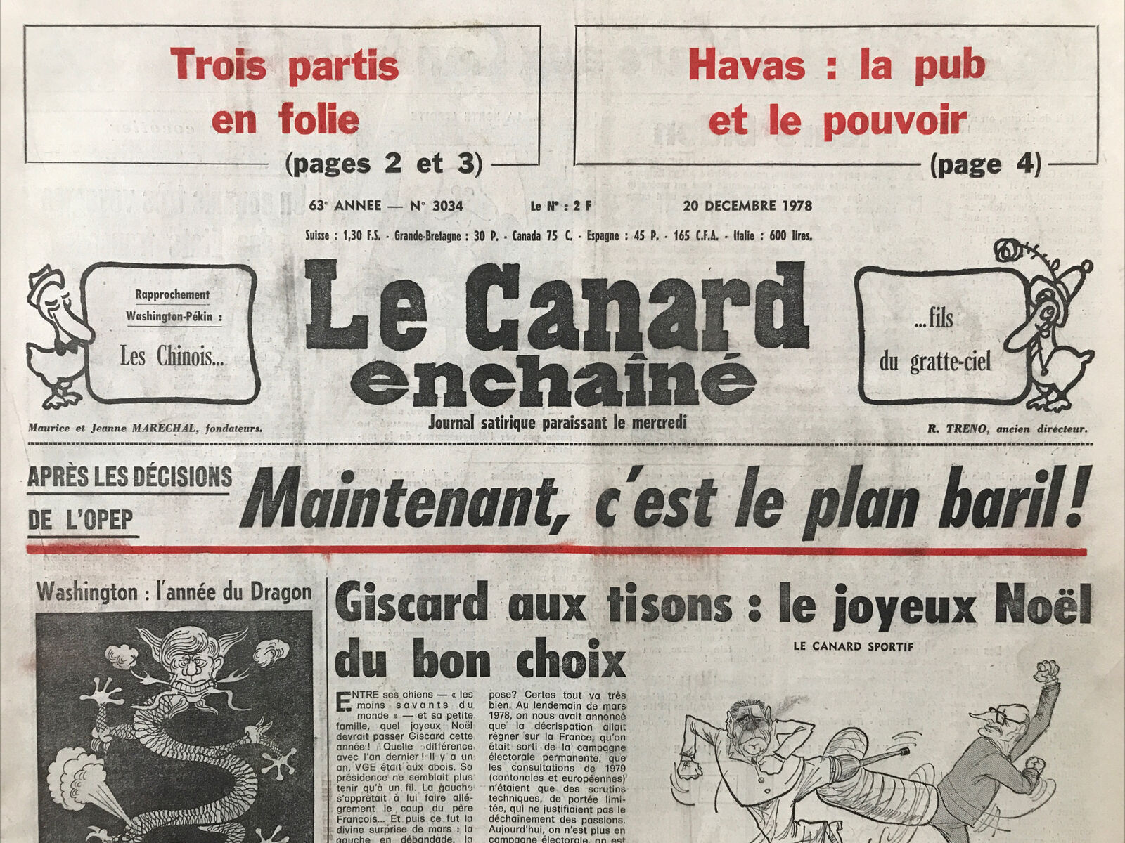 Couac ! | Acheter un Canard | Vente d'Anciens Journaux du Canard Enchaîné. Des Journaux Satiriques de Collection, Historiques & Authentiques de 1916 à 2004 ! | 3034