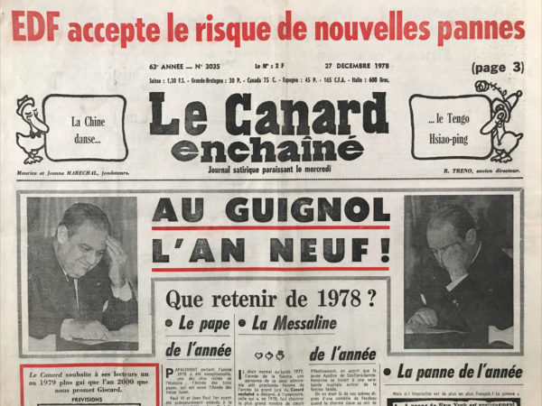 Couac ! | N° 3035 du Canard Enchaîné - 27 Décembre 1978 | Nos Exemplaires du Canard Enchaîné sont archivés dans de bonnes conditions de conservation (obscurité, hygrométrie maitrisée et faible température), ce qui s'avère indispensable pour des journaux anciens. | 3035