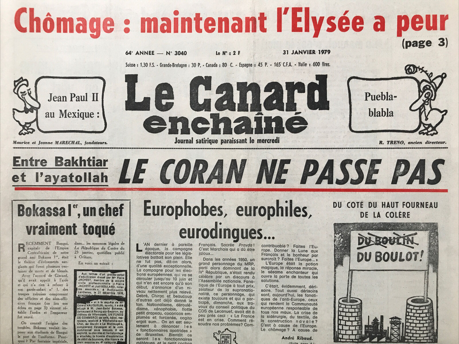 Couac ! | Acheter un Canard | Vente d'Anciens Journaux du Canard Enchaîné. Des Journaux Satiriques de Collection, Historiques & Authentiques de 1916 à 2004 ! | 3040