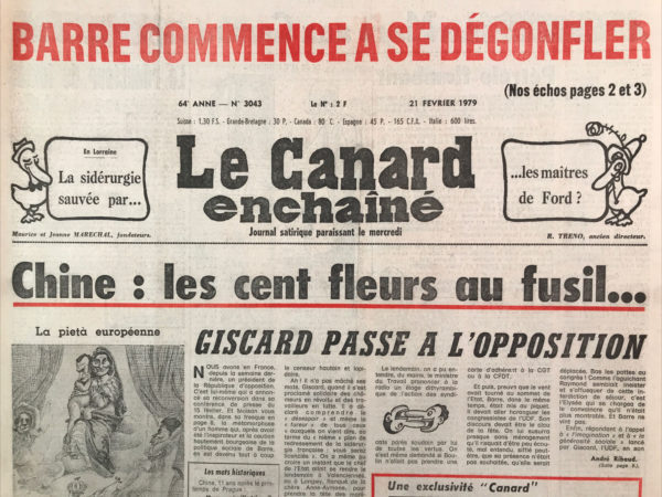 Couac ! | N° 3043 du Canard Enchaîné - 21 Février 1979 | Nos Exemplaires du Canard Enchaîné sont archivés dans de bonnes conditions de conservation (obscurité, hygrométrie maitrisée et faible température), ce qui s'avère indispensable pour des journaux anciens. | 3043