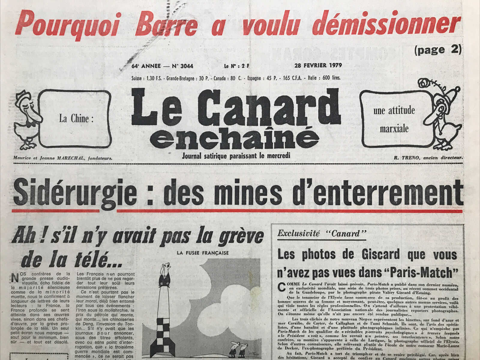 Couac ! | Acheter un Canard | Vente d'Anciens Journaux du Canard Enchaîné. Des Journaux Satiriques de Collection, Historiques & Authentiques de 1916 à 2004 ! | 3044