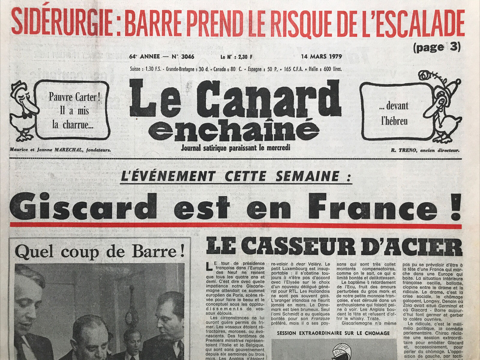 Couac ! | Acheter un Canard | Vente d'Anciens Journaux du Canard Enchaîné. Des Journaux Satiriques de Collection, Historiques & Authentiques de 1916 à 2004 ! | 3046