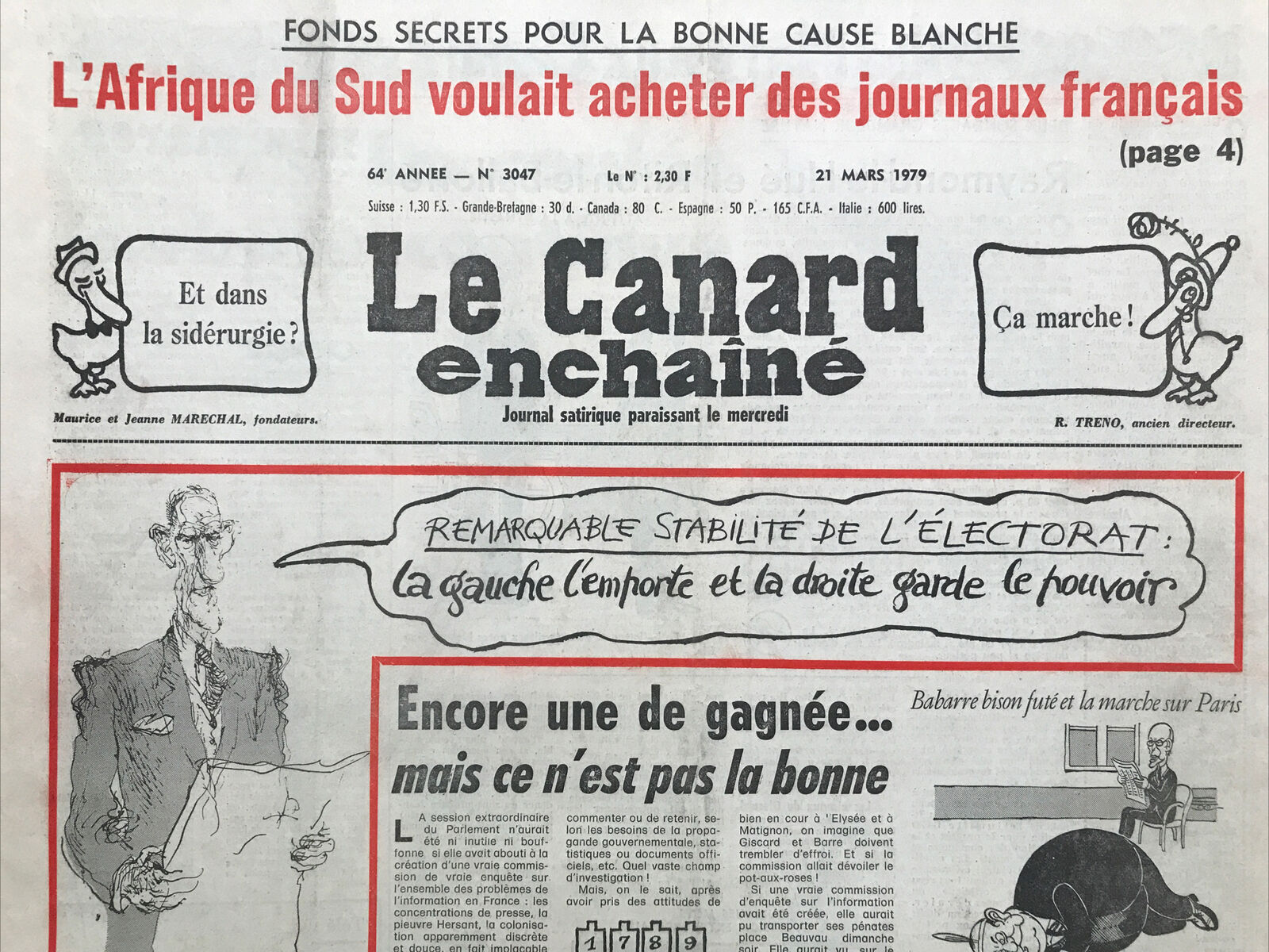 Couac ! | Acheter un Canard | Vente d'Anciens Journaux du Canard Enchaîné. Des Journaux Satiriques de Collection, Historiques & Authentiques de 1916 à 2004 ! | 3047