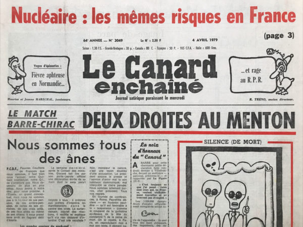 Couac ! | N° 3049 du Canard Enchaîné - 4 Avril 1979 | Nos Exemplaires du Canard Enchaîné sont archivés dans de bonnes conditions de conservation (obscurité, hygrométrie maitrisée et faible température), ce qui s'avère indispensable pour des journaux anciens. | 3049