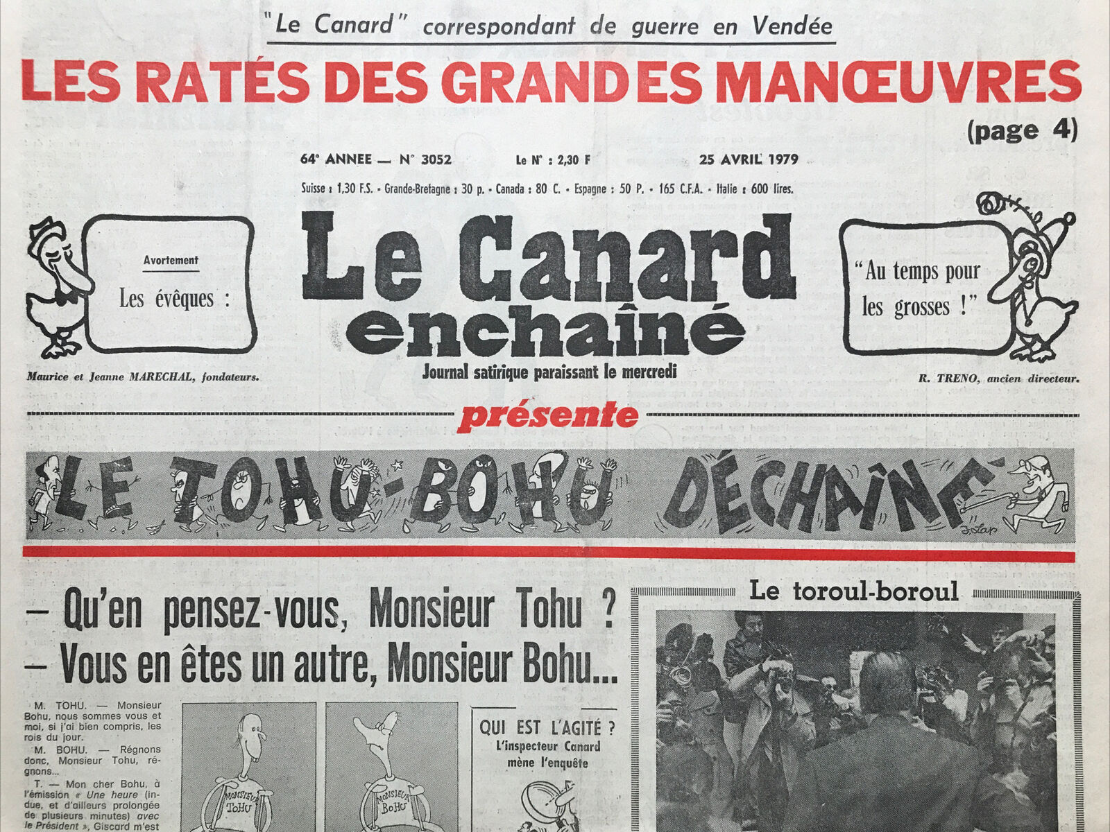 Couac ! | Acheter un Canard | Vente d'Anciens Journaux du Canard Enchaîné. Des Journaux Satiriques de Collection, Historiques & Authentiques de 1916 à 2004 ! | 3052