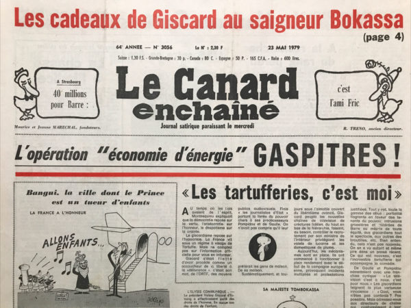 Couac ! | N° 3056 du Canard Enchaîné - 23 Mai 1979 | Nos Exemplaires du Canard Enchaîné sont archivés dans de bonnes conditions de conservation (obscurité, hygrométrie maitrisée et faible température), ce qui s'avère indispensable pour des journaux anciens. | 3056